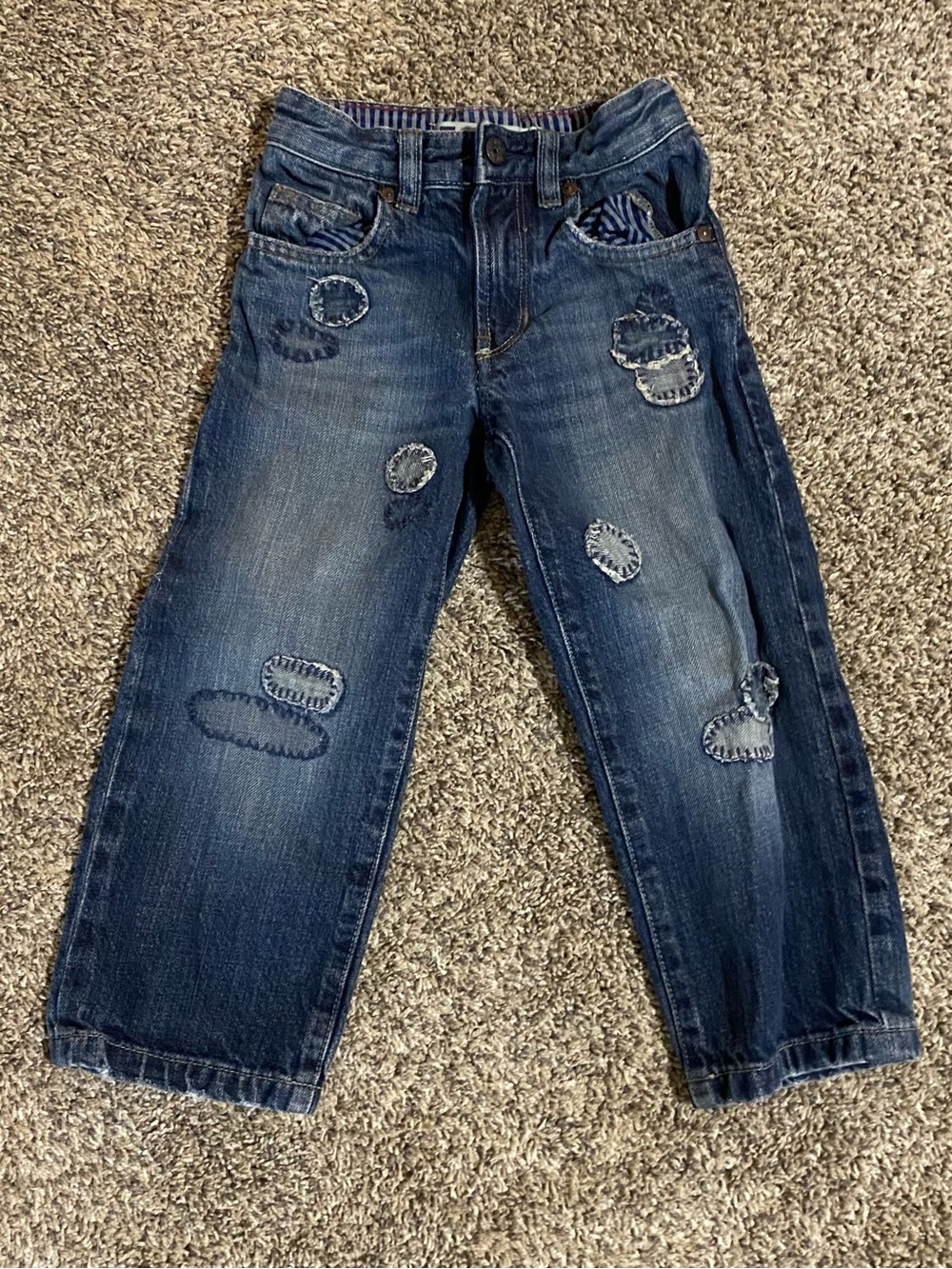 GAP Boys Blue Distressed Patch Jeans
